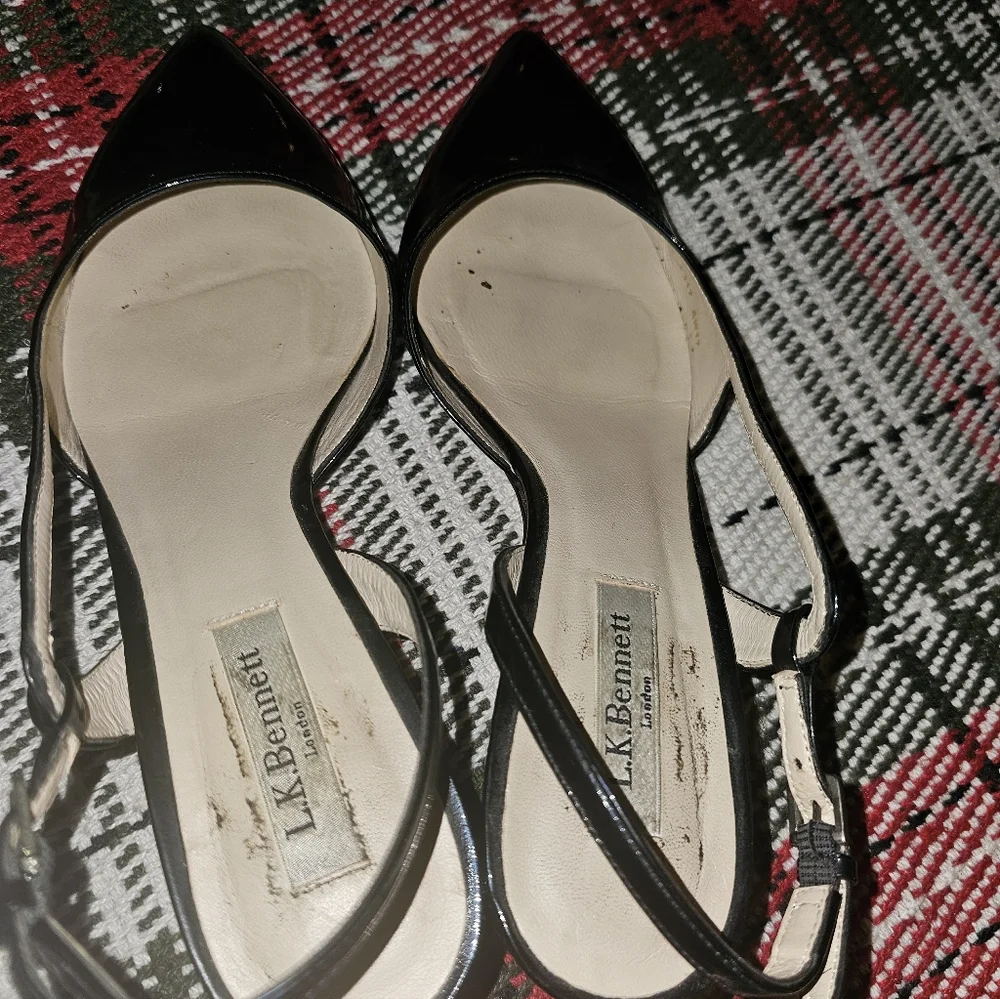 L.K. BENNETT LONDON Gorgeous Black Patent Heels 8.5-38.5 Pre-owned!